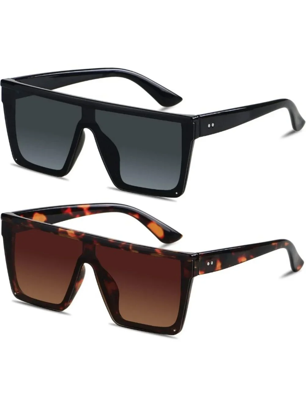 Oversized Square Flat Top Sunglasses for Women & Men - Trendy UV Protection
